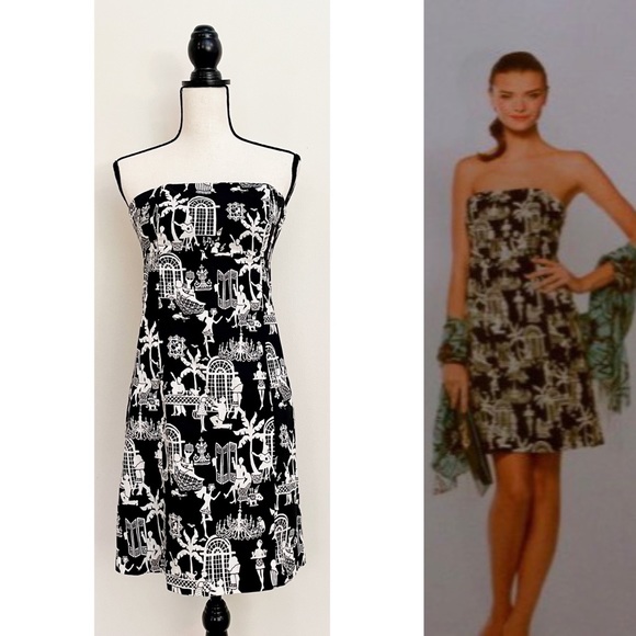 Lily Pulitzer Late Night Toile Strapless Dress - Picture 2 of 7